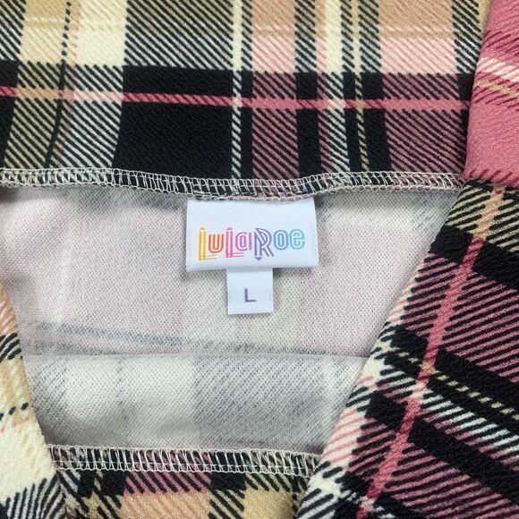 LuLaRoe Cassie Skirt Pink Plaid Size Large New - Picture 2 of 4